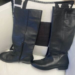 Eram Homens Black Leather Tall Riding Boots SZ 9M/Portugal/NWOB